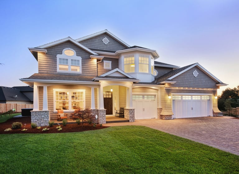 Front elevation of Home with lawn